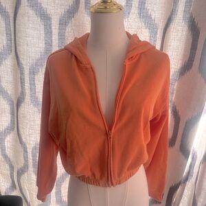 Juniors H&M 8-10 Orange Zip-Up semi cropped Hoodie nwot